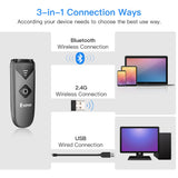 Eyoyo 1D, 2D & QR Codes Bluetooth Mini Barcode Scanner with USB Wired/Bluetooth/ 2.4G Wireless