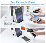 Eyoyo 2D Back Clip Bluetooth Barcode Scanner Work with Phone, Portable Barcode Reader with Bluetooth Function 1D 2D QR